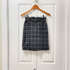 Vintage Wool Plaid Tartan Skirt Grey - XS